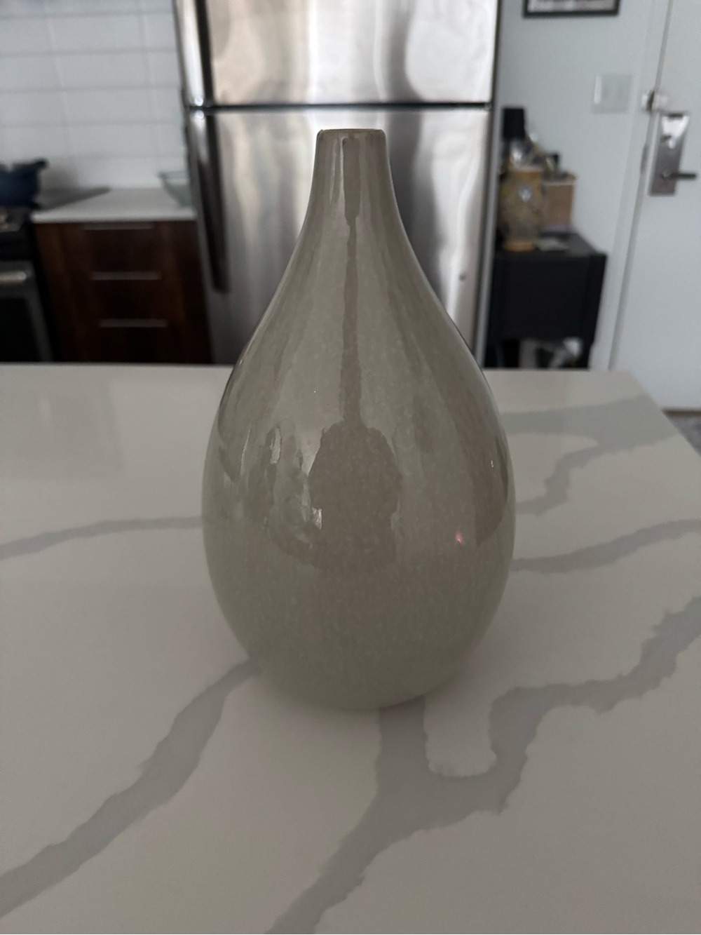 West Elm Neutral Ceramic Teardrop Vase - Home Accents